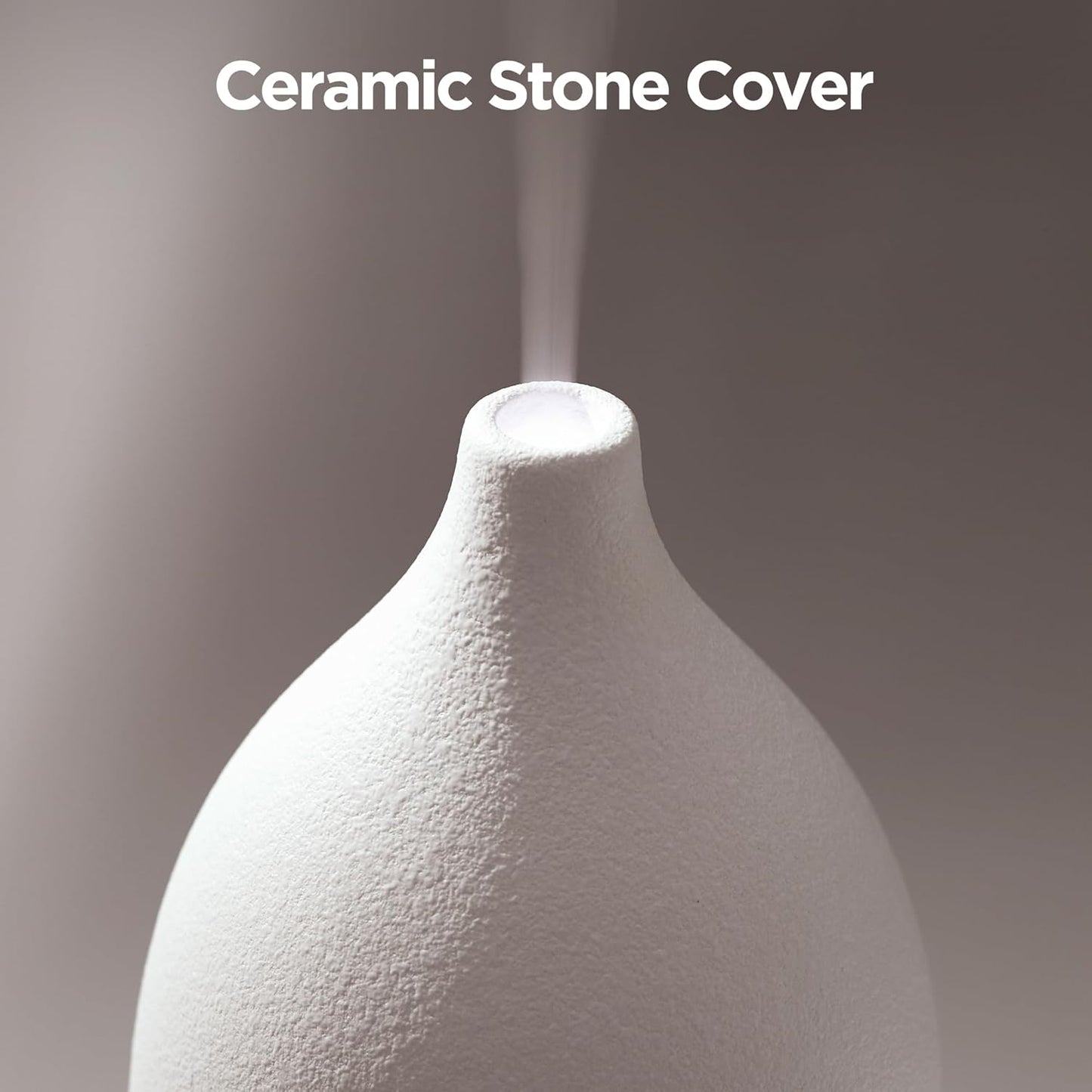 Oil Diffuser, 150ML Ceramic Diffuser for Essential Oils Handcrafted Aromatherapy Diffuser Ultrasonic Cool Mist Humidifier with 2 Mist Modes Waterless Auto off for Room Office, White